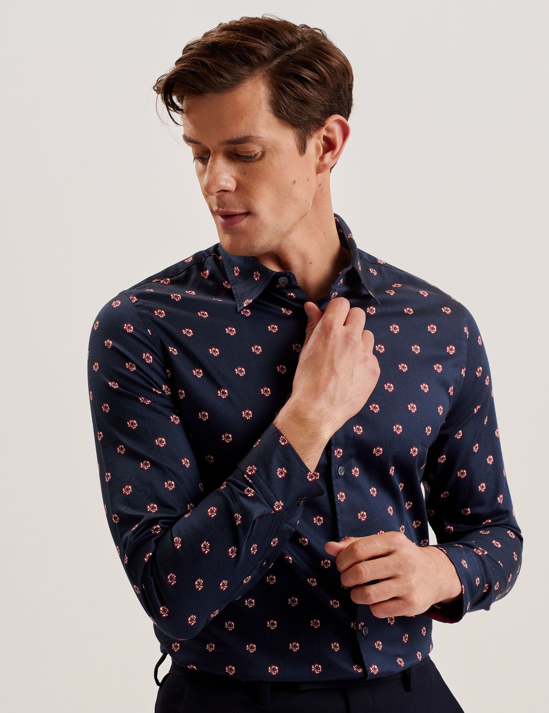Patterned Slim Cotton Shirt